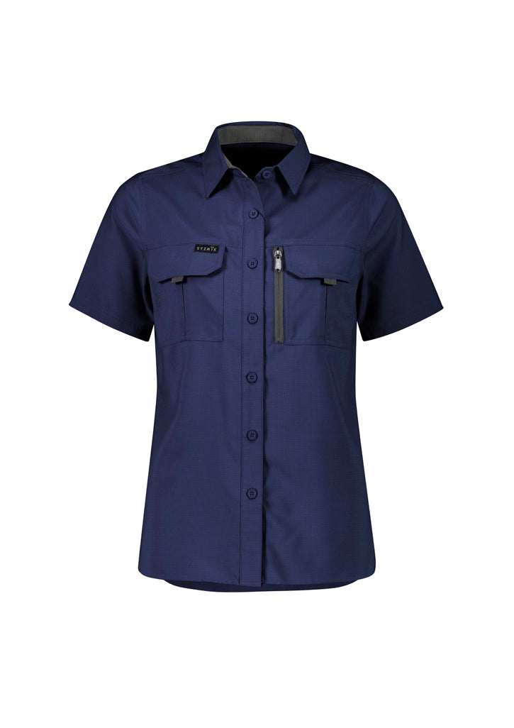 Syzmik Workwear Outdoor Women's Short Sleeve Shirt ZW765 Work Wear Syzmik Navy 8 